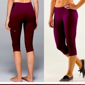 Lululemon in the flow crop 2 maroon leggings